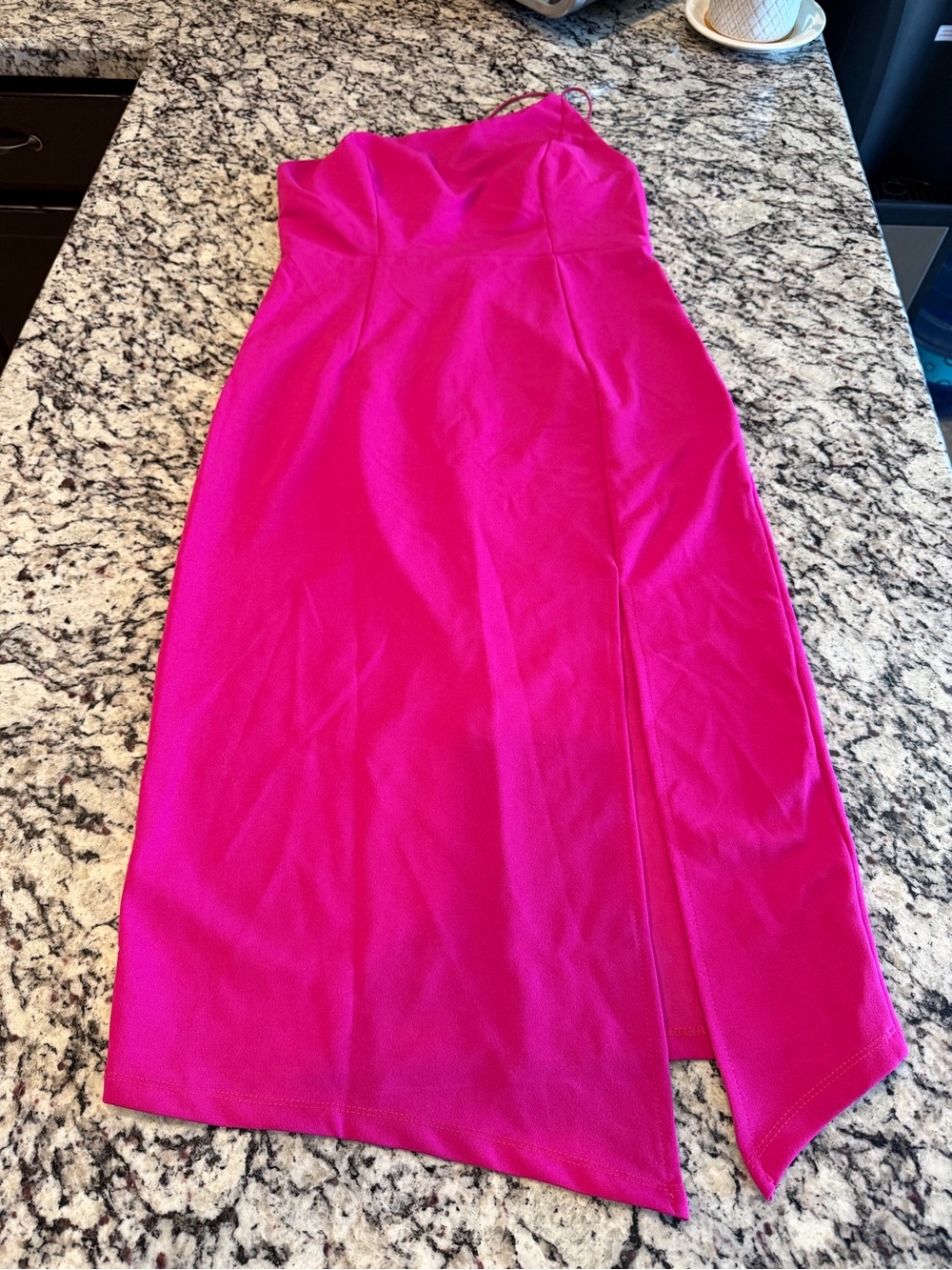 HELLO MOLLY Women’s Hot Pink one shoulder straps  Midi Dress size 8-large